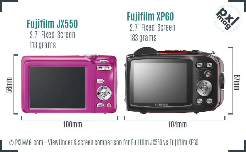 Fujifilm JX550 vs Fujifilm XP60 Screen and Viewfinder comparison