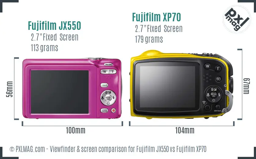 Fujifilm JX550 vs Fujifilm XP70 Screen and Viewfinder comparison