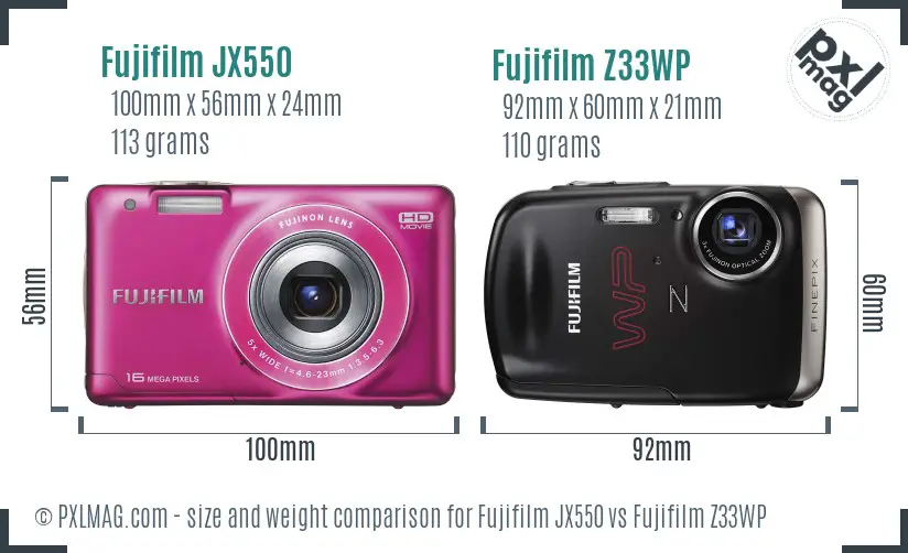 Fujifilm JX550 vs Fujifilm Z33WP size comparison