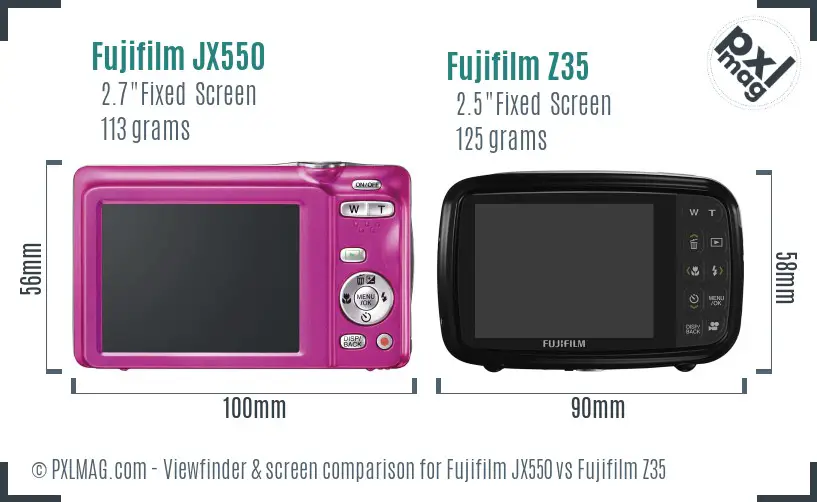 Fujifilm JX550 vs Fujifilm Z35 Screen and Viewfinder comparison