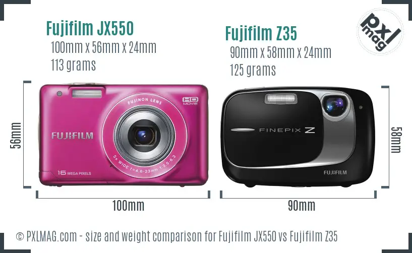 Fujifilm JX550 vs Fujifilm Z35 size comparison