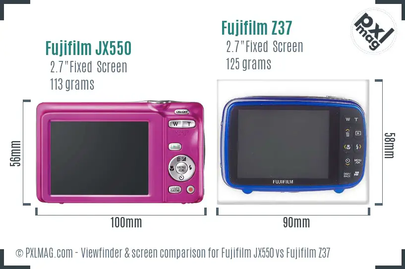 Fujifilm JX550 vs Fujifilm Z37 Screen and Viewfinder comparison