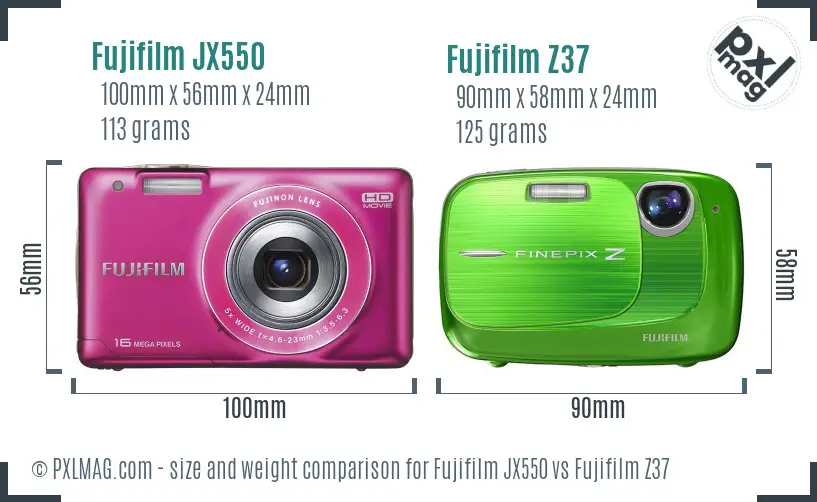 Fujifilm JX550 vs Fujifilm Z37 size comparison