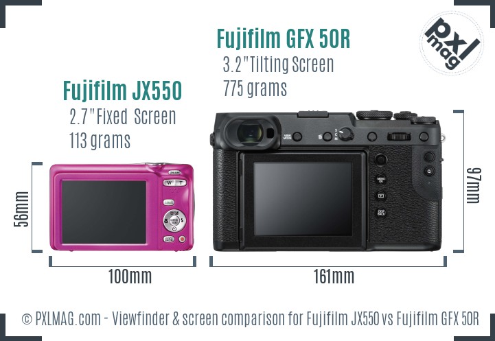 Fujifilm JX550 vs Fujifilm GFX 50R Screen and Viewfinder comparison