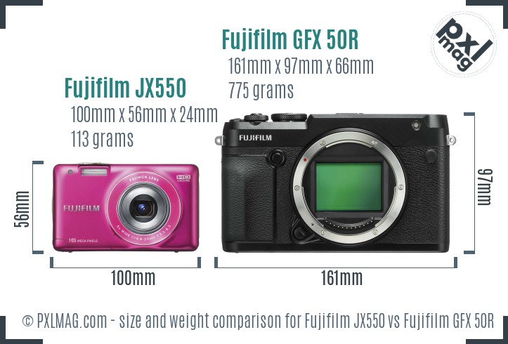 Fujifilm JX550 vs Fujifilm GFX 50R size comparison Fujifilm JX550 vs Fujifilm GFX 50R size comparison