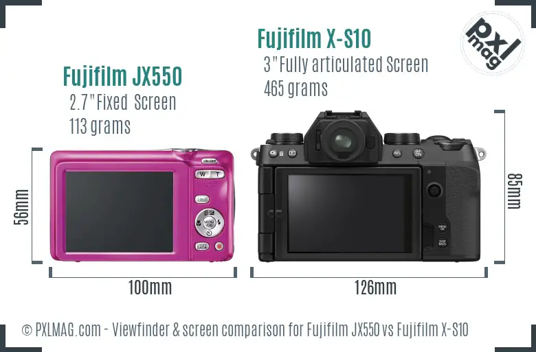 Fujifilm JX550 vs Fujifilm X-S10 Screen and Viewfinder comparison