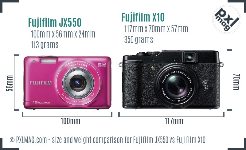 Fujifilm JX550 vs Fujifilm X10 size comparison Fujifilm JX550 vs Fujifilm X10 size comparison