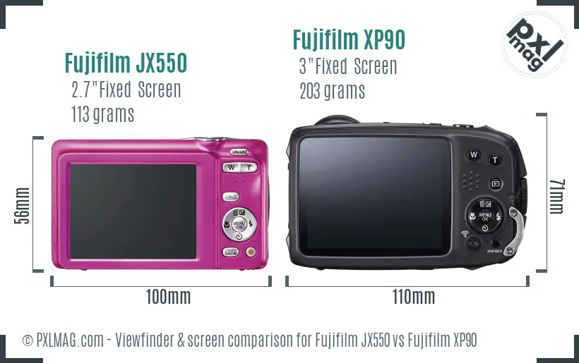 Fujifilm JX550 vs Fujifilm XP90 Screen and Viewfinder comparison