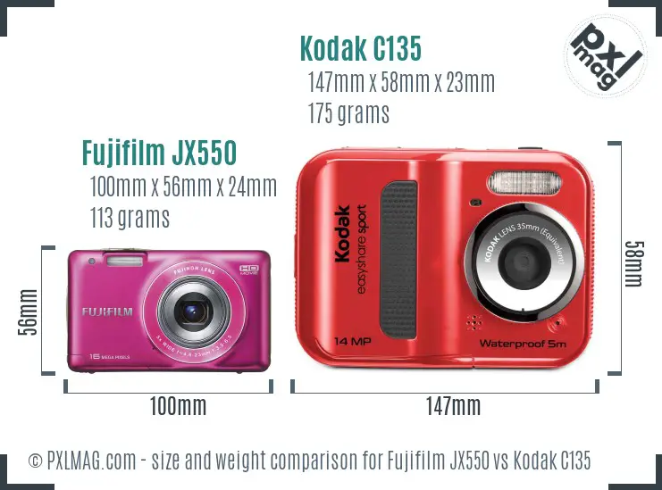 Fujifilm JX550 vs Kodak C135 size comparison