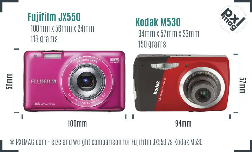 Fujifilm JX550 vs Kodak M530 size comparison Fujifilm JX550 vs Kodak M530 size comparison