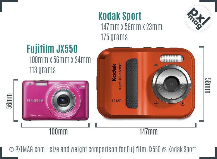 Fujifilm JX550 vs Kodak Sport size comparison