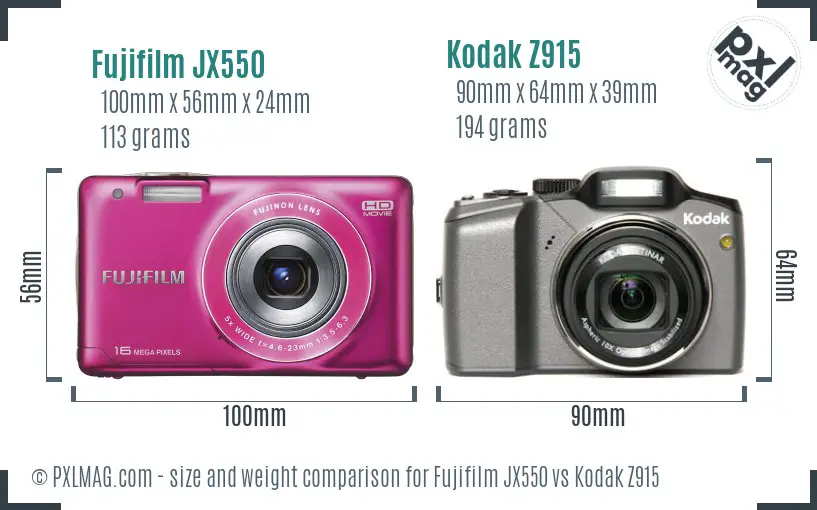 Fujifilm JX550 vs Kodak Z915 size comparison Fujifilm JX550 vs Kodak Z915 size comparison