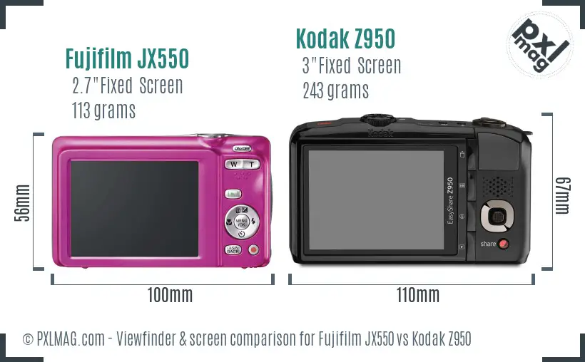 Fujifilm JX550 vs Kodak Z950 Screen and Viewfinder comparison Fujifilm JX550 vs Kodak Z950 Screen and Viewfinder comparison