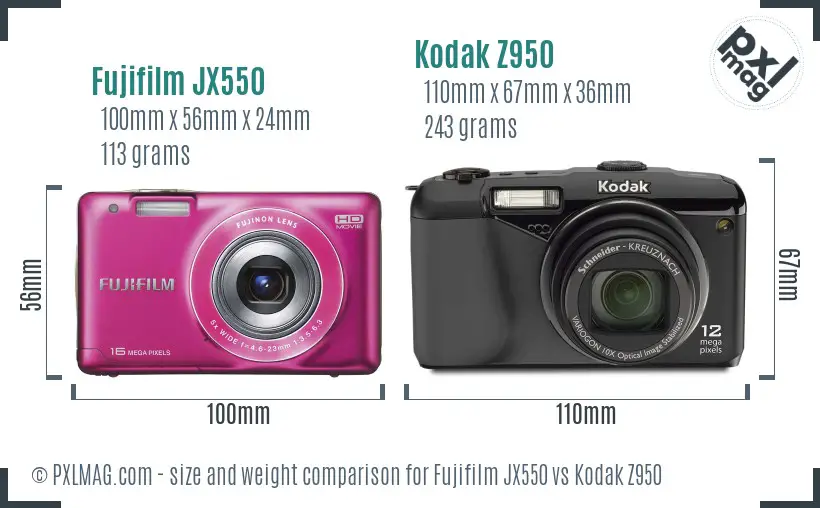 Fujifilm JX550 vs Kodak Z950 size comparison Fujifilm JX550 vs Kodak Z950 size comparison