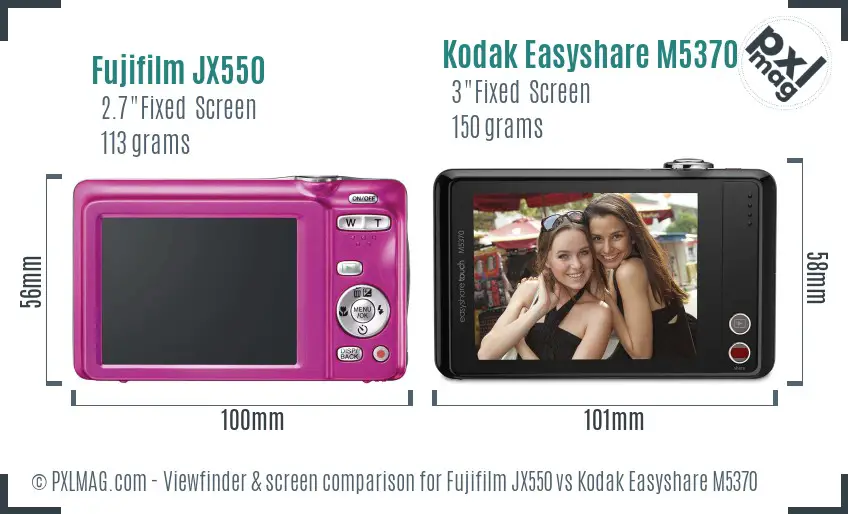 Fujifilm JX550 vs Kodak Easyshare M5370 Screen and Viewfinder comparison