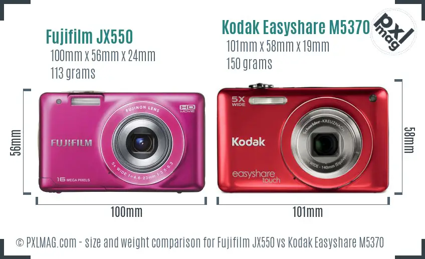 Fujifilm JX550 vs Kodak Easyshare M5370 size comparison
