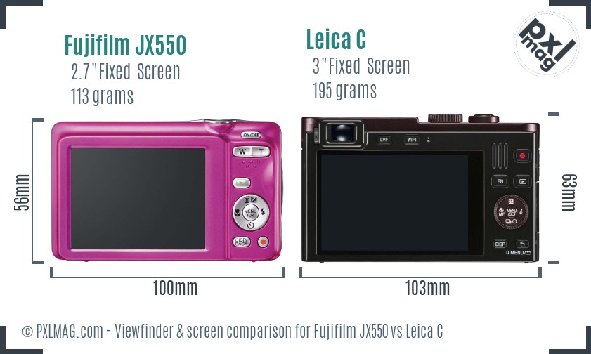 Fujifilm JX550 vs Leica C Screen and Viewfinder comparison