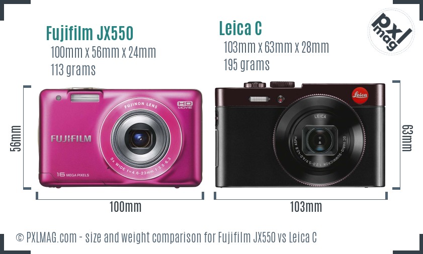 Fujifilm JX550 vs Leica C size comparison Fujifilm JX550 vs Leica C size comparison