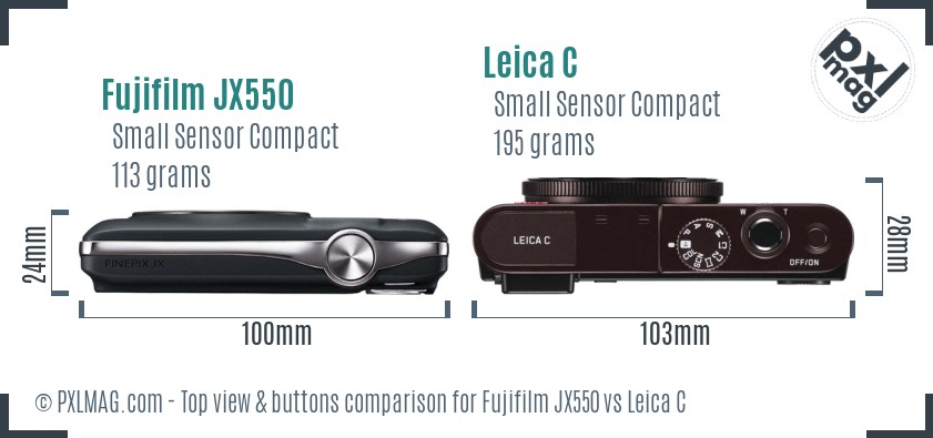 Fujifilm JX550 vs Leica C top view buttons comparison