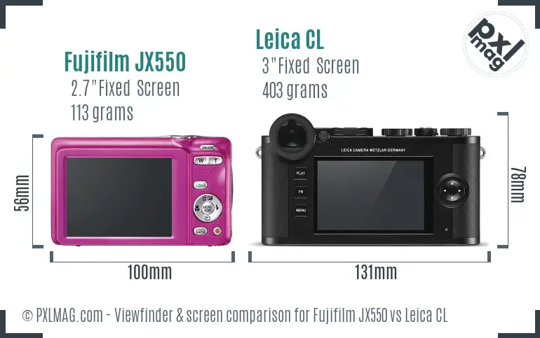 Fujifilm JX550 vs Leica CL Screen and Viewfinder comparison