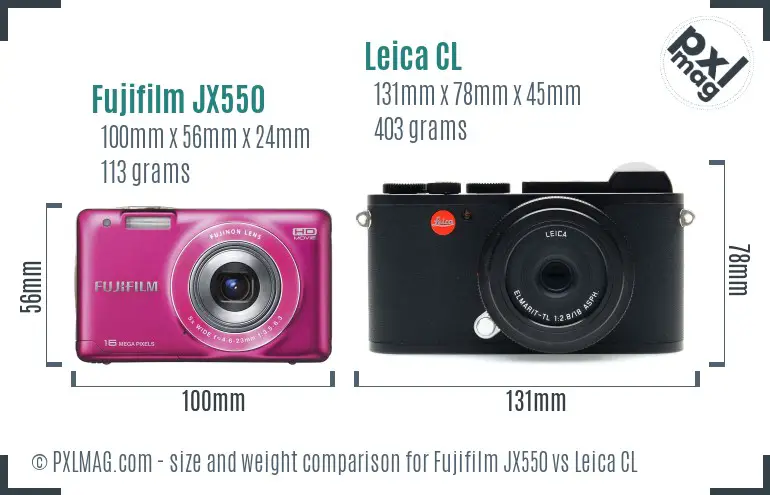 Fujifilm JX550 vs Leica CL size comparison