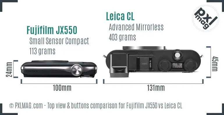 Fujifilm JX550 vs Leica CL top view buttons comparison