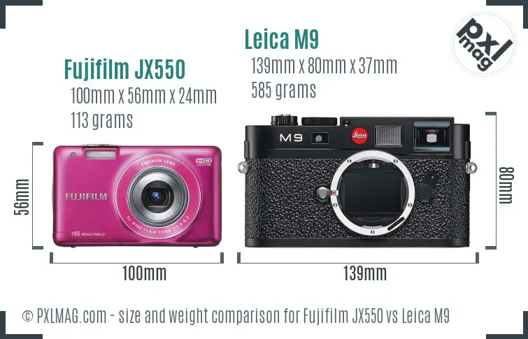 Fujifilm JX550 vs Leica M9 size comparison
