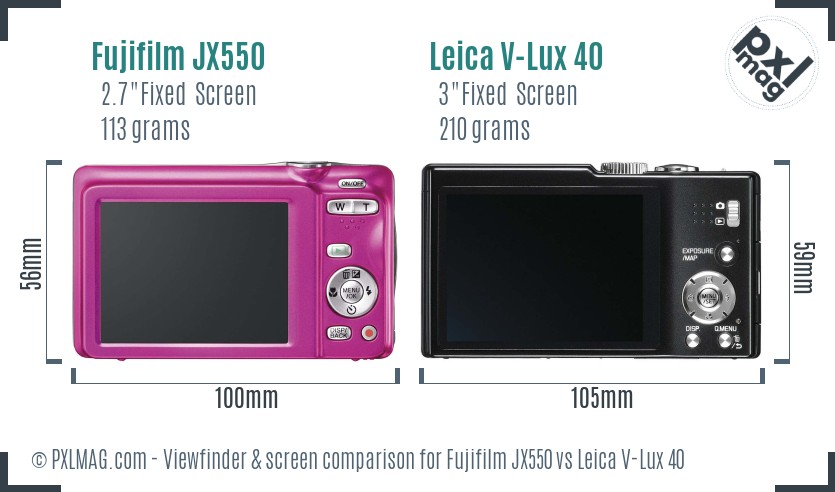 Fujifilm JX550 vs Leica V-Lux 40 Screen and Viewfinder comparison