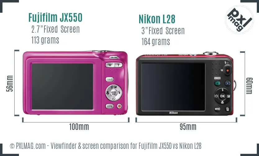 Fujifilm JX550 vs Nikon L28 Screen and Viewfinder comparison Fujifilm JX550 vs Nikon L28 Screen and Viewfinder comparison