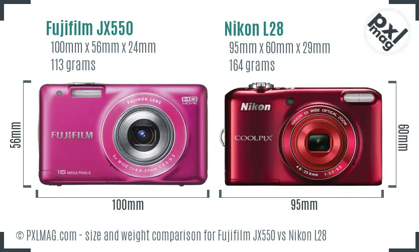 Fujifilm JX550 vs Nikon L28 size comparison Fujifilm JX550 vs Nikon L28 size comparison
