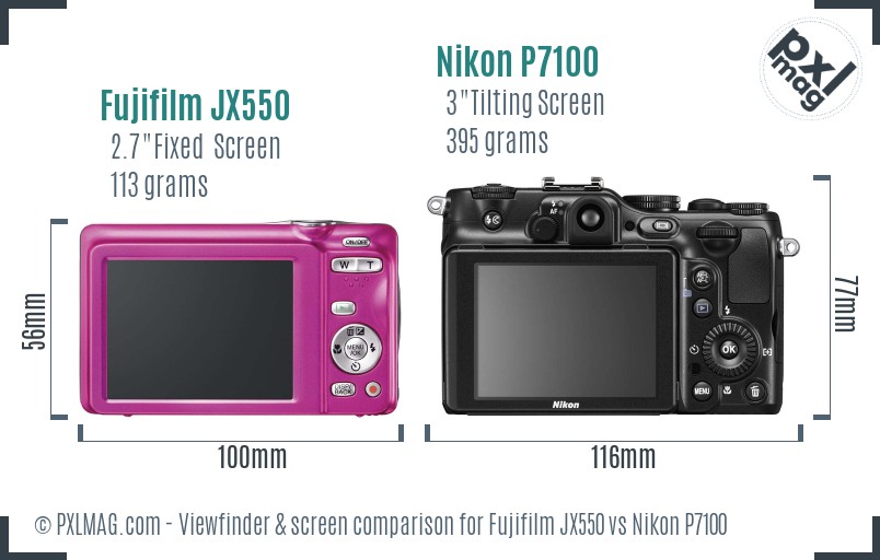 Fujifilm JX550 vs Nikon P7100 Screen and Viewfinder comparison