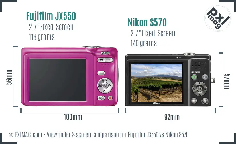 Fujifilm JX550 vs Nikon S570 Screen and Viewfinder comparison Fujifilm JX550 vs Nikon S570 Screen and Viewfinder comparison