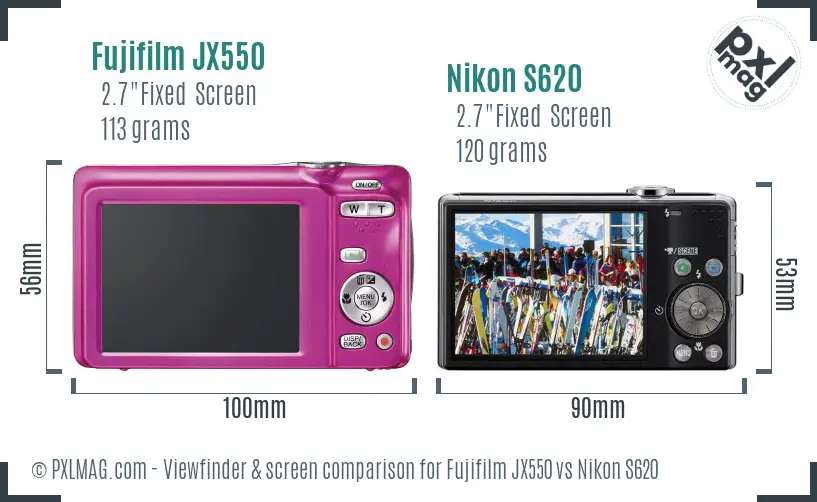 Fujifilm JX550 vs Nikon S620 Screen and Viewfinder comparison Fujifilm JX550 vs Nikon S620 Screen and Viewfinder comparison
