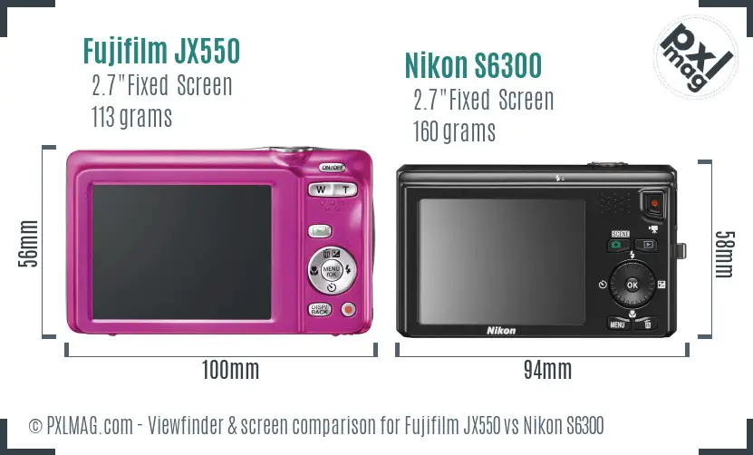 Fujifilm JX550 vs Nikon S6300 Screen and Viewfinder comparison
