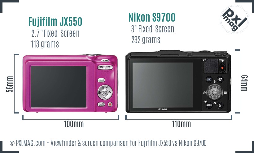Fujifilm JX550 vs Nikon S9700 Screen and Viewfinder comparison