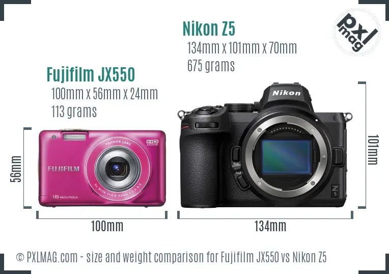 Fujifilm JX550 vs Nikon Z5 size comparison