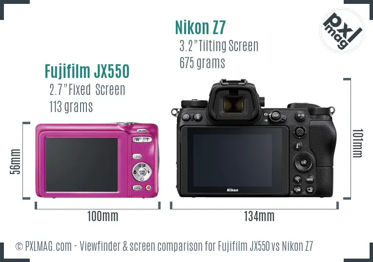 Fujifilm JX550 vs Nikon Z7 Screen and Viewfinder comparison Fujifilm JX550 vs Nikon Z7 Screen and Viewfinder comparison