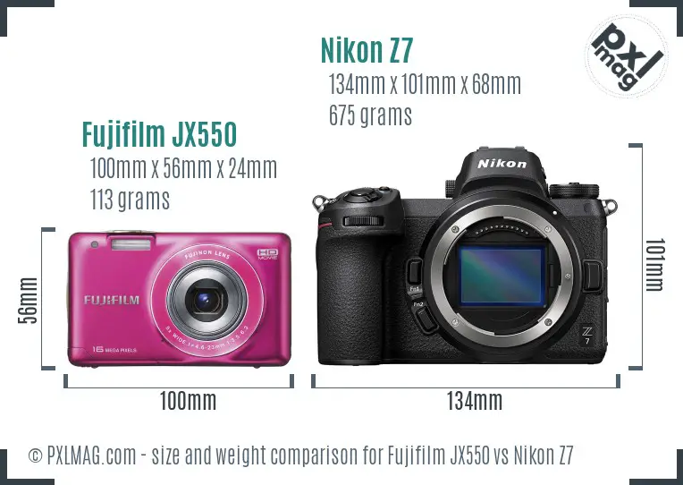 Fujifilm JX550 vs Nikon Z7 size comparison Fujifilm JX550 vs Nikon Z7 size comparison