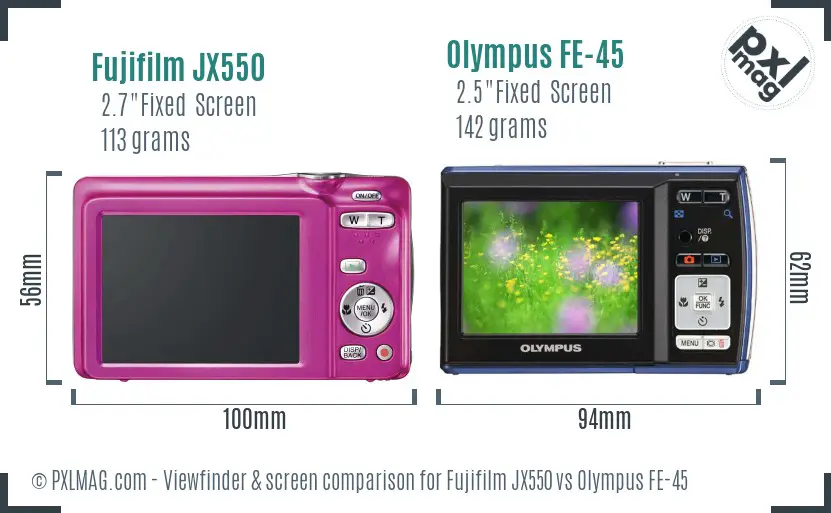 Fujifilm JX550 vs Olympus FE-45 Screen and Viewfinder comparison Fujifilm JX550 vs Olympus FE-45 Screen and Viewfinder comparison