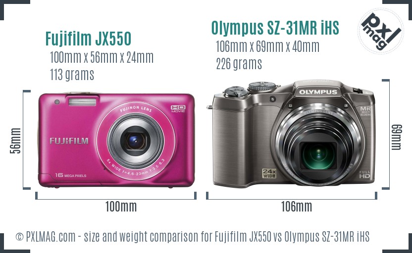 Fujifilm JX550 vs Olympus SZ-31MR iHS size comparison Fujifilm JX550 vs Olympus SZ-31MR iHS size comparison