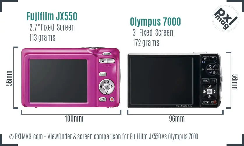 Fujifilm JX550 vs Olympus 7000 Screen and Viewfinder comparison