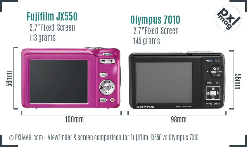 Fujifilm JX550 vs Olympus 7010 Screen and Viewfinder comparison Fujifilm JX550 vs Olympus 7010 Screen and Viewfinder comparison