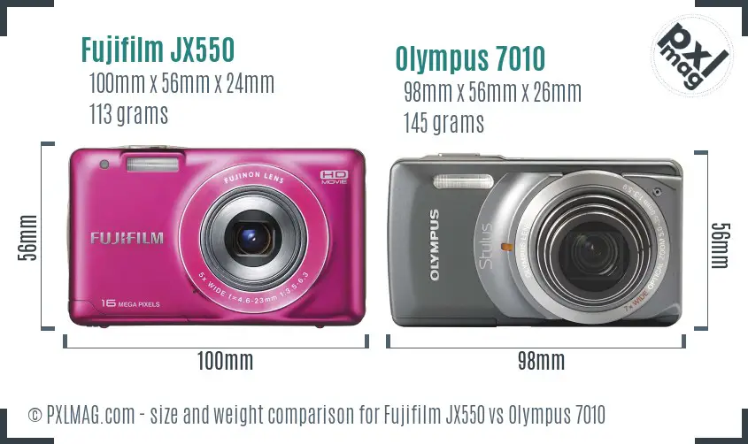 Fujifilm JX550 vs Olympus 7010 size comparison Fujifilm JX550 vs Olympus 7010 size comparison