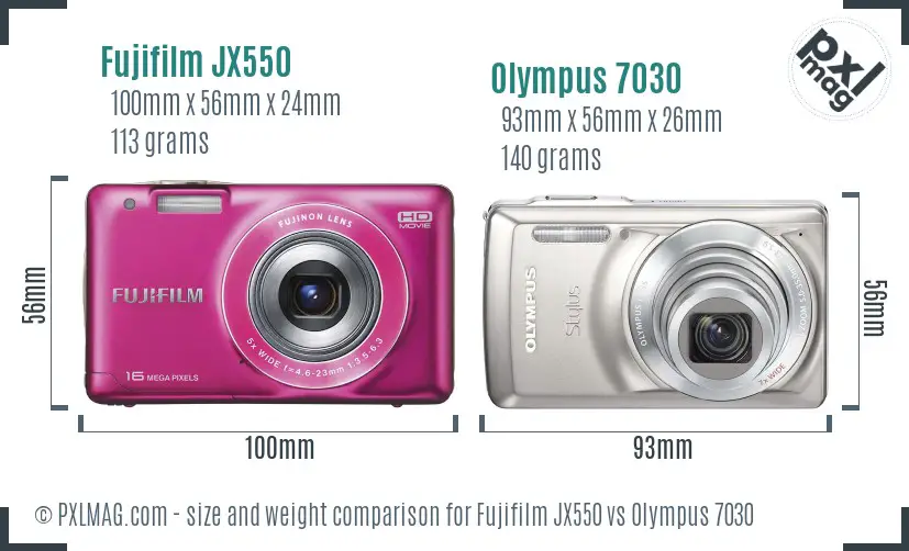 Fujifilm JX550 vs Olympus 7030 size comparison Fujifilm JX550 vs Olympus 7030 size comparison
