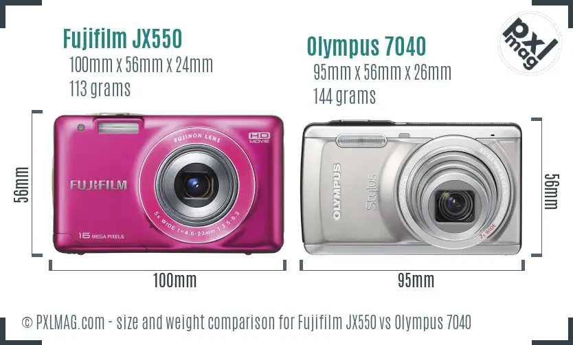 Fujifilm JX550 vs Olympus 7040 size comparison Fujifilm JX550 vs Olympus 7040 size comparison