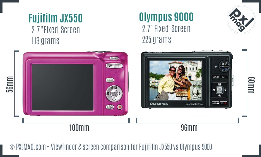 Fujifilm JX550 vs Olympus 9000 Screen and Viewfinder comparison