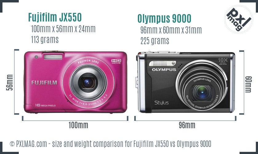 Fujifilm JX550 vs Olympus 9000 size comparison Fujifilm JX550 vs Olympus 9000 size comparison