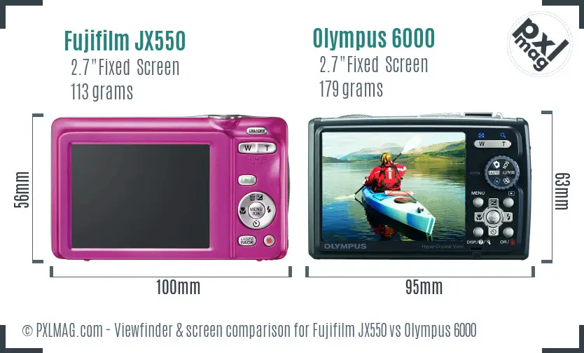Fujifilm JX550 vs Olympus 6000 Screen and Viewfinder comparison Fujifilm JX550 vs Olympus 6000 Screen and Viewfinder comparison