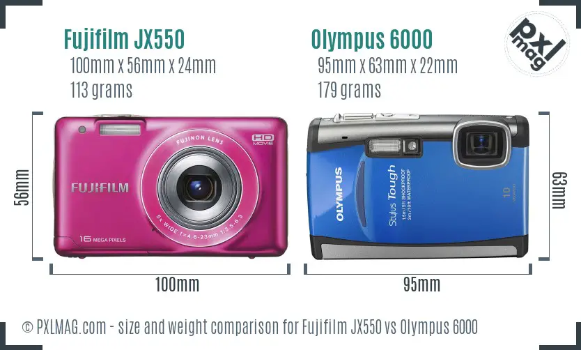 Fujifilm JX550 vs Olympus 6000 size comparison Fujifilm JX550 vs Olympus 6000 size comparison