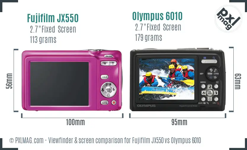 Fujifilm JX550 vs Olympus 6010 Screen and Viewfinder comparison